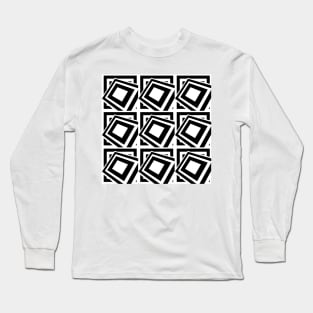 1960's Mod Squares in Black and White - Retro Abstract Long Sleeve T-Shirt